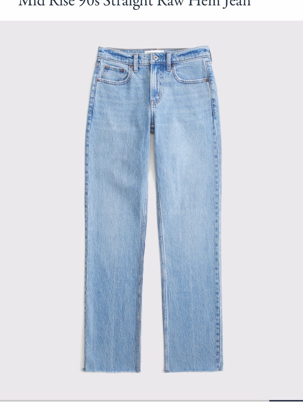 Mid-Rise 90s Straight Raw Hem Jeans - Light Blue